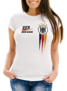 EM Shirt Damen personalisiert mit Name Deutschland TrikotFußball Europameisterschaft 2021 Moonworks weiß XXL