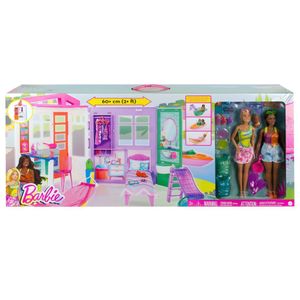 Barbie prázdninový zábavný letný plážový domček, bábiky a doplnky