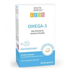 Omega-3 für Kinder – 90 reine Fischölkapseln ohne Zucker – geschmacksneutral – verblistert – Mini-Perlen von White Omega