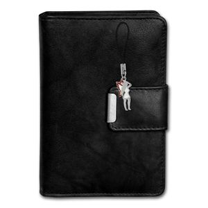 Money Maker Pravá kožená dámska peňaženka s RFID ochranou čierna 9x3x13 OPJ701S