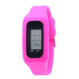 Stylish Sport Silicon -Schrittzähler Kalorienschritt Counter Unisex digitales Handgelenk Uhr-Rosenrot