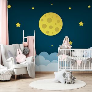 Muralo XXL Vlies FOTOTAPETE NACHT Mond Sterne Wolken 3D Effekt (B) 104 cm x (H) 70,5 cm Tapete Wandtapete WOHNZIMMER SCHLAFZIMMER 4876