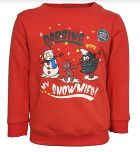 Weihnachten - Winter - Pullover - gefüttert - Schneemann - Kinder / Teenager - Orange - Unisex - Größe 104