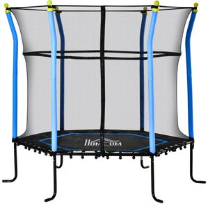 HOMCOM Kinder Trampolin Ø163,5 cm, Indoor Trampolin mit Sicherheitsnetz Randabdeckung Gummiseil, Kindertrampolin bis 50 kg, für Kinder 3-10 Jahre Blau