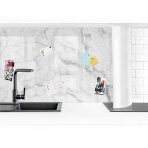 Küchenrückwand - Bianco Carrara, Größe HxB:50cm x 200cm, Ausführung:Premium Glanz