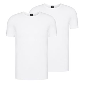 HUGO BOSS 2er Pack Slim Fit stretch Rundhals T-Shirts  Farbe 100  Weiß   Größe  S