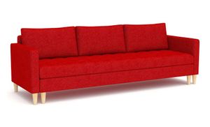 Couch Oslo 210 x 90 mit Schlaffunktion - Schlafsofa mit Bettkasten - Farben zur Auswahl - STOFF Lux 14 Rot