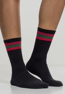 Ponožky Urban Classics Stripy Sport Socks 2-Pack black/firered/green - 35–38