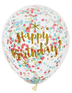 Urodzinowe balony z motywem konfetti 6 sztuk