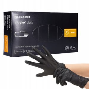 Jednorazové nitrilové zdravotnícke rukavice Mercator NITRYLEX čierne 100 ks veľkosť XS