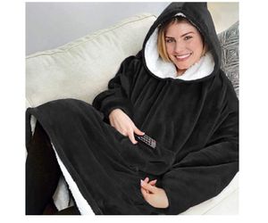 Übergroße Hoodie Sweatshirt Kuscheldecke Warme Decke Schwarze Baumwolle Fleece Kapuzenpullover Decken