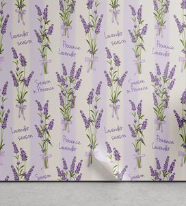 ABAKUHAUS Lavendel abziehbare & klebbare Tapete für Zuhause, Streifen und Blumen, selbstklebendes Wohnzimmer Küchenakzent, 33 cm x 90 cm, Lila