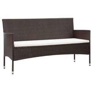 vidaXL 3-Sitzer-Gartensofa mit Auflagen Braun Poly Rattan