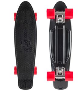 STAR-SKATEBOARDS Vintage Retro Cruiser Skateboard ab 6 - 8 Jahre, 22er Diamond Class, Schwarz & Rot