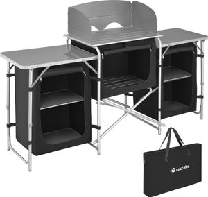 Kempingová kuchyňa XXL s 5 priehradkami skladacia 172 x 52 x 104 cm