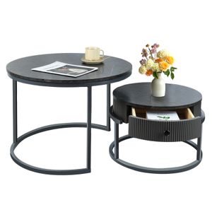 Treeboy®Couchtisch mit Schubladen,Satztisch,grau, 2er-Set,Beistelltisch, grauener Rahmen,runde Tische mit Marmormuster,Wohnzimmer,Schlafzimmer Treeboy®Couchtisch mit Schubladen,Satztisch,grau, 2er-Set,Beistelltisch, grauener Rahmen,runde Tische mit Marmormuster,Wohnzimmer,Schlafzimmer
