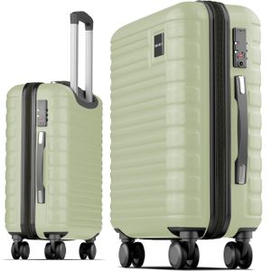Travely Premium Handgepäck Koffer 55x40x20cm - passend für Ryanair, Lufthansa, Eurowings und co. I 36L Trolley mit sanften Rollen und praktischem TSA Schloss, Reisekoffer, Nebelgrün