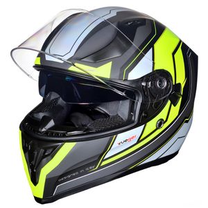 rueger RT-826 Motorrad-Helm Integralhelm Fullface Helm Pinlock Sonnenvisier ECE Damen und Herren Black Neon S (55-56)