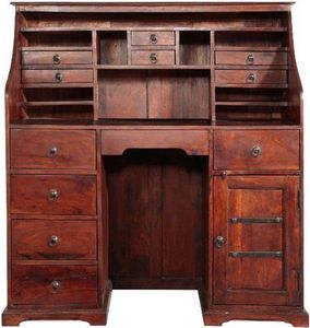 MASSIVMOEBEL24 Sekretär Akazie 128x58x138 nougat lackiert OXFORD #516