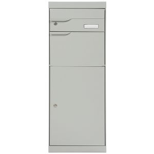 MEFA Paketbriefkasten Stahl pulverbeschichtet BxHxT 402/1094/310 mm Etna 771 Weißaluminium RAL 9006 Entnahme vorne 2-fach mit Namensschild