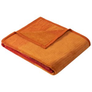 Ibena Kuscheldecke Granada 150x200 cm - Baumwollmischdecke orange/rot mehrfarbig, Wolldecke, Sofadecke kuschelweich