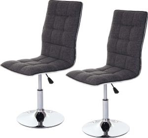 2er-Set Esszimmerstuhl MCW-C41, Stuhl Küchenstuhl, höhenverstellbar drehbar, Stoff/Textil MVG  hellgrau