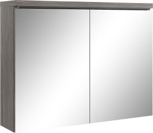 Spiegelschrank Paso 80cm Eiche Grau - Schrank Spiegelschrank Spiegel Badezimmer Badmöbel-Set Hängeschrank