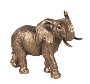 Dekofigur Elefant 20cm antik gold Kunststein Figur Afrika Tierfigur