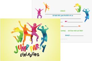 Friendly Fox Jump Party Einladung - 12 Trampolin Einladungskarten zum Geburtstag Junge Mädchen Teenager - Einladungskarten Kindergeburtstag - Jump Park Party - Trampolin Kinder (uni)