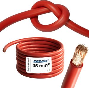 EBROM Batteriekabel hochflexibel Hi-Flex (Hi Flex) 35mm2 Kabel – Meterware ROT - sehr biegsam – Mantel aus PVC (70 ± 5 Shore) – 99,9 % OFC Kupfer 35 mm² - als Starterkabel, Ladekabel oder ähnliches
