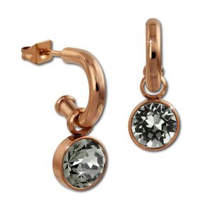 Amello Ohrringe Edelstahl Ohrhänger grau glitzernde Zirkonias rosegold D2ESOS51K