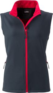 James & Nicholson Dámská dvouvrstvá softshellová vesta JN1127 Multicoloured Iron Grey/Red M