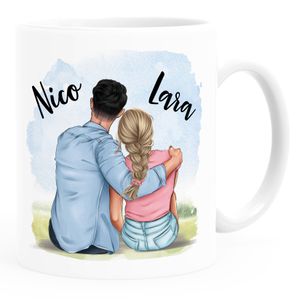 personalisierte Partner Tasse mit Namen Geschenk Liebe Jahrestag Valentinstag Freund Freundin Mann Frau SpecialMe® Uni-Weiß Keramik-Tasse