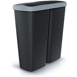 Odpadkový koš DUO 50 l s dvojitým víkem černo-šedý