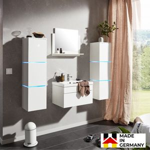 HOME DELUXE - Badmöbel WANGEROOGE XL - Weiß (HB) Badezimmermöbel Waschbecken Unterschrank Spiegel