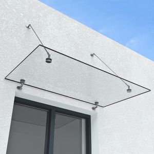 doporro® Vordach Überdachung Klarglas VDG02K Maße:90x180cm 3 Edelstahl Haltestangen Transparentes Glasvordach Regenschutz für Haustür
