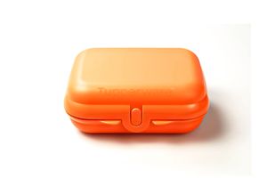 TUPPERWARE To Go Twin dunkel orange Brotdose Behälter Lunchbox Twin kl Größe 2 + SPÜLTUCH