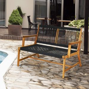 COSTWAY Záhradná lavička Polyrattan Park Lavička, pre terasu, balkón, záhradu 114x59x87,5cm