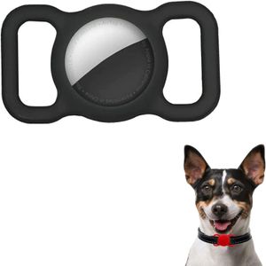Cicon Silikon Schutz Hülle Kompatibel mit Apple AirTag - Hülle für Hund und Katze Haustier Halsband für AirTag (Schwarz)