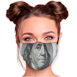 Alltagsmaske Stoffmaske Motiv Mund- Nasenschutz einstellbare Ohrbügel Waschbar Herren Damen verschiedene Designs, Modell wählen:100 Dollar Note