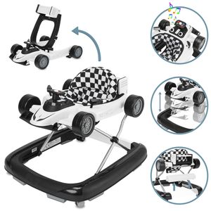 Cabino® Lauflernhilfe Racer - Verstellbar, Zusammenklappbar, Mit Spielbrett, Für Kinder ab 6 Monaten bis 12 kg - Weiß