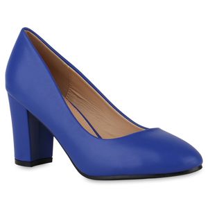VAN HILL Damen Klassische Pumps Blockabsatz Schuhe 840354, Farbe: Blau, Größe: 39