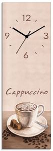 ARTland Glas Wanduhr Funkuhr - schwarzer Zeiger Cappuccino - Kaffee Größe: 20x60 cm