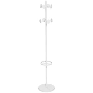 HOMCOM Standgarderobe mit Schirmst?nder, Standgarderobe aus Metall mit 12 Haken zum Aufh?ngen von Taschen, Schirmbaumform fš¹r Flur, Eingangsbereich, Schlafzimmer, ?34 x 177 cm, Wei?