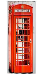 Falttür Schiebetür mit Motiv Druck Telefonzelle rot, britisch H: bis 201cm B: bis 83 cm, stabiles Doppelwandprofil