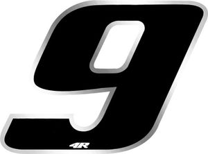 Sticker Rennnummer für Motorrad "9" schwarz 27 x 37 mm