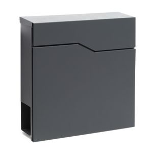 Wiltec Designer Briefkasten V19 anthrazit 370 x 105 x 370 mm, Wandbriefkasten mit Schloss und Zeitungsrolle, Postkasten aus pulverbeschichtetem Stahl