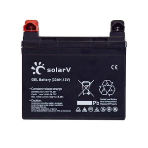 SolarV ® Gel Batterie 33Ah 12V extrem zyklusfest für Ihre PV-Anlage, 0% MwSt