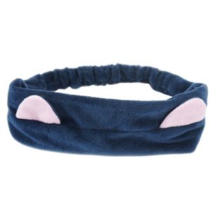 Schönes Cartoon-Katzenohren-Stirnband für Damen, Make-up, Gesichtswaschen, elastisches Haarband, Marineblau