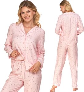 Moraj Damen Schlafanzug mit Knöpfen Viskose langarm Nachtanzug 6200-002, Rosa, L Moraj Damen Schlafanzug mit Knöpfen Viskose langarm Nachtanzug 6200-002, Rosa, L